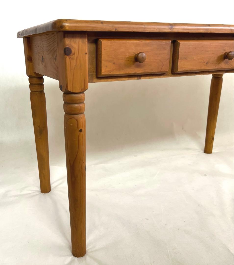 パイン材デスク・横幅120cm・作業台 引き出し付きテーブル・無垢材造り