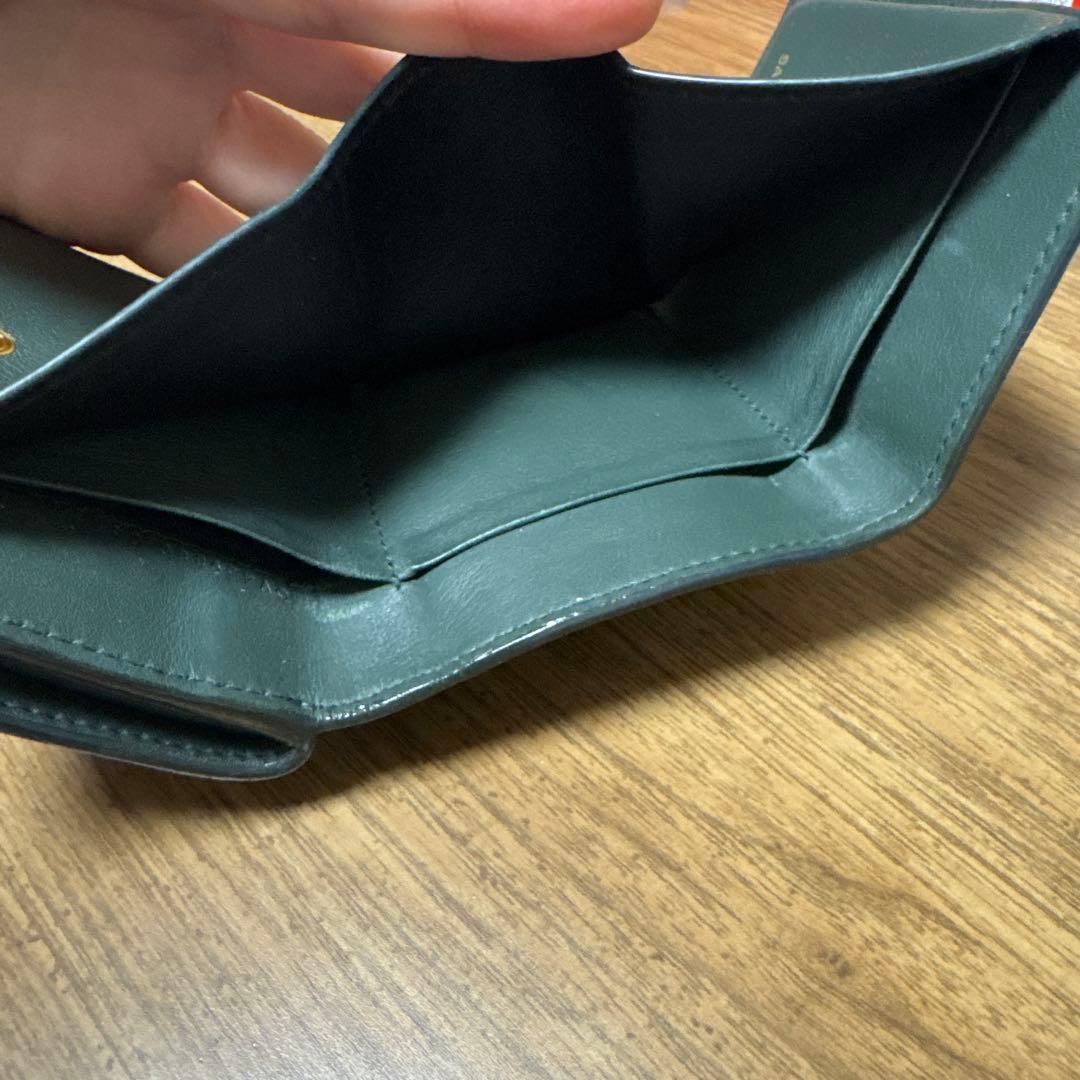 YSL カーキ レザー 三つ折り財布