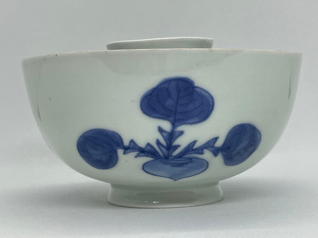 【和食器】古伊万里　蕪染付蓋茶碗　飯茶碗