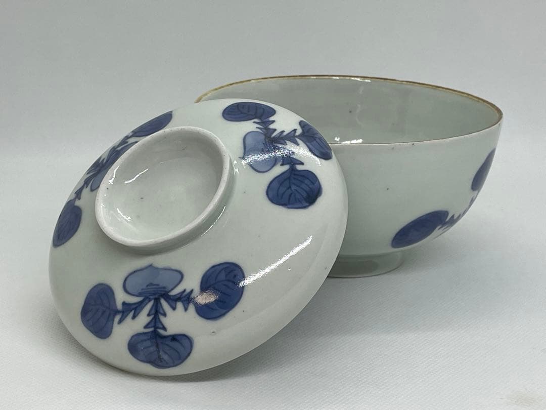 【和食器】古伊万里　蕪染付蓋茶碗　飯茶碗