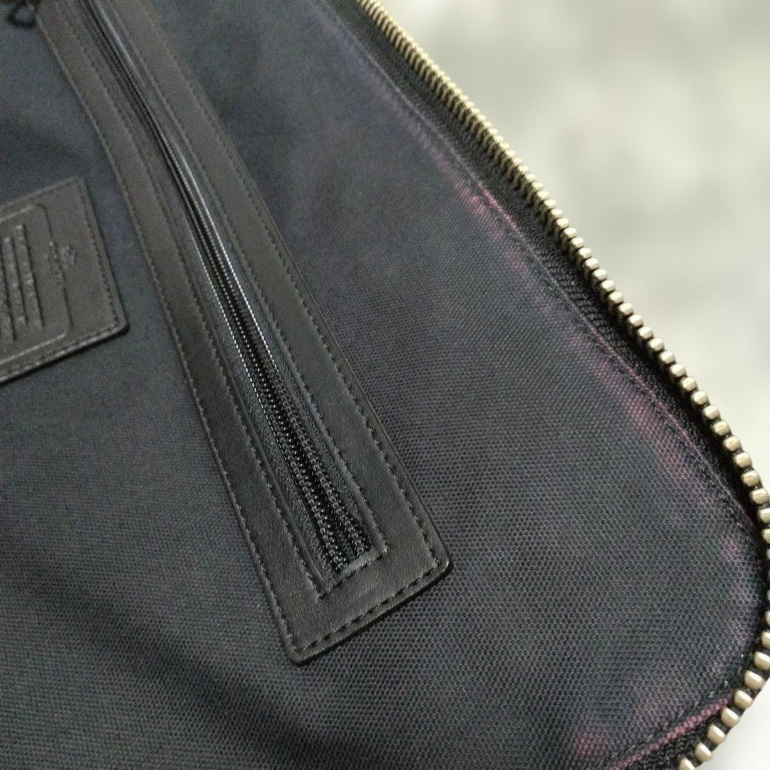 【美品】COACH コーチ ビジネスバッグ黒 レザー 刻印ロゴ A4収納可