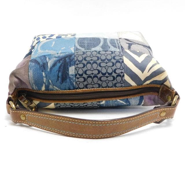 COACH コーチ ミニハンドバッグ パッチワーク デニム 青 F40530