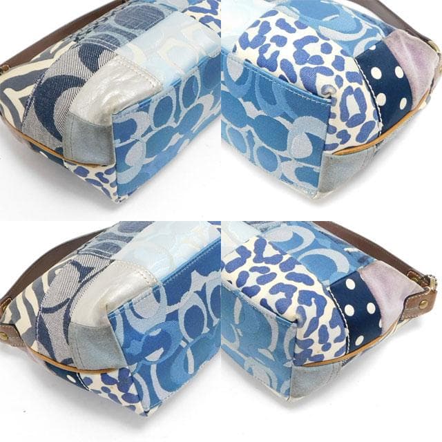 COACH コーチ ミニハンドバッグ パッチワーク デニム 青 F40530