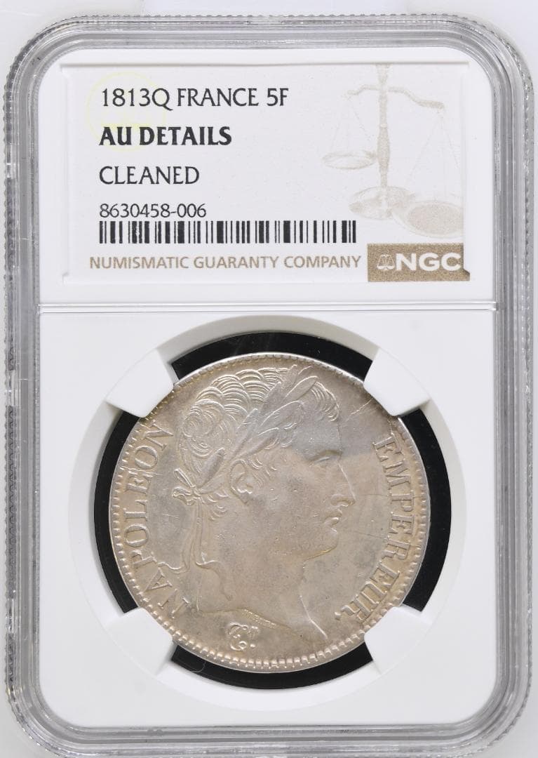 NGC AU DETAILS 1813Q フランス 5フラン ナポレオン 銀貨