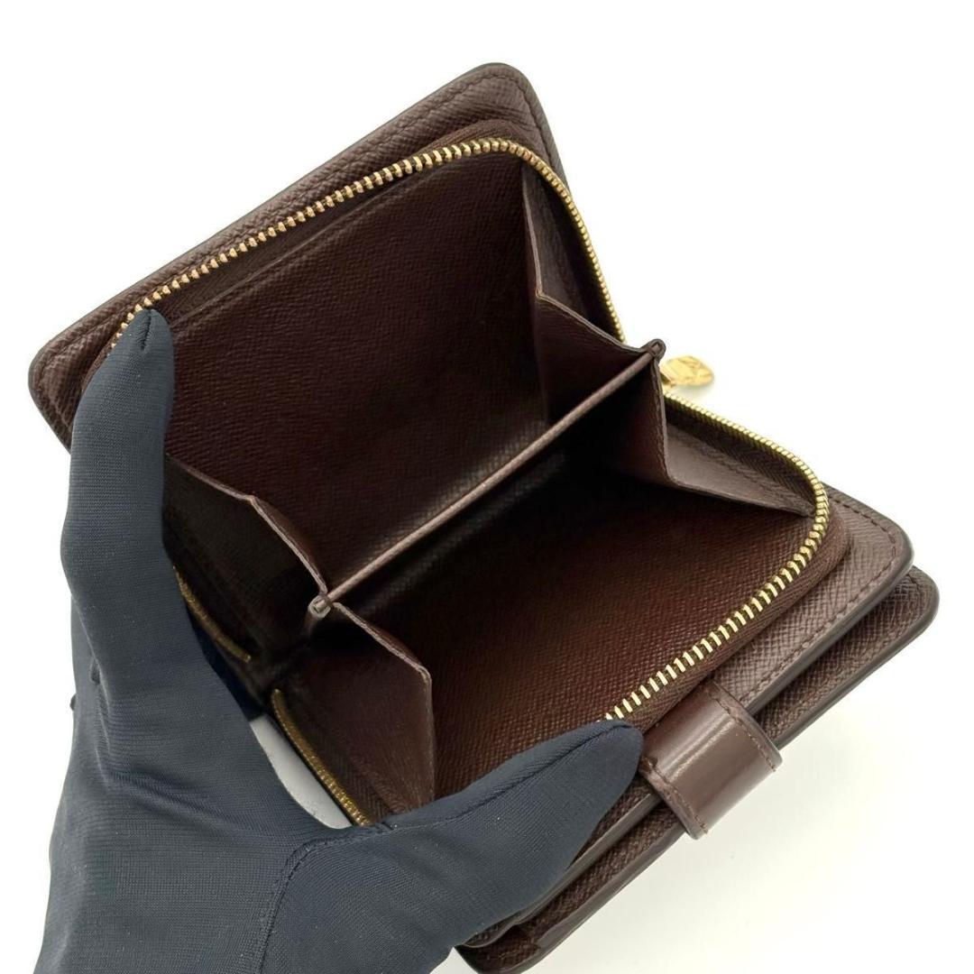 ルイヴィトン 折財布 ダミエ エベヌ コンパクトジップ 茶 ブラウン 2190