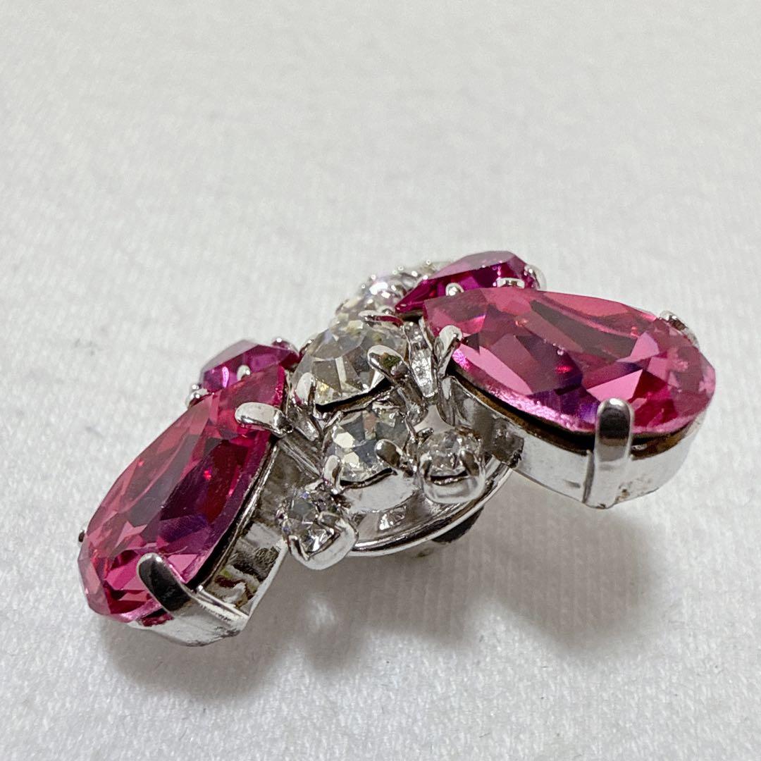 クリスチャンディオール シルバー＆ピンクカラー トンボ ピンブローチ