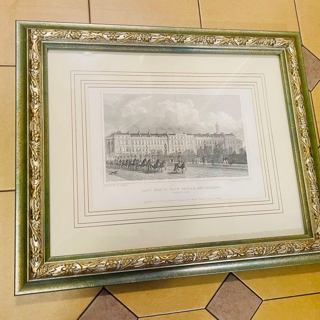 英国銅版画リトグラフ額装品