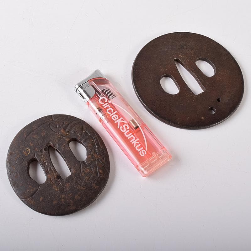 武具　刀装具　古鉄　鍔　塗金　在銘など　6点まとめて　M　8251