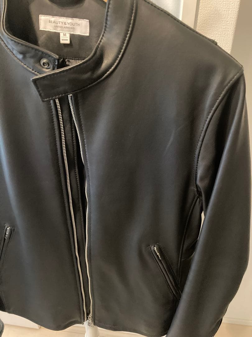 BEAUTY&YOUTH ブラックレザーシングルライダースジャケット M