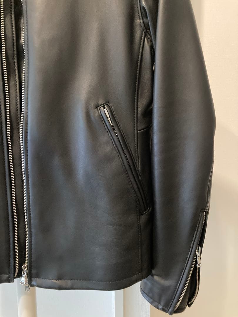 BEAUTY&YOUTH ブラックレザーシングルライダースジャケット M