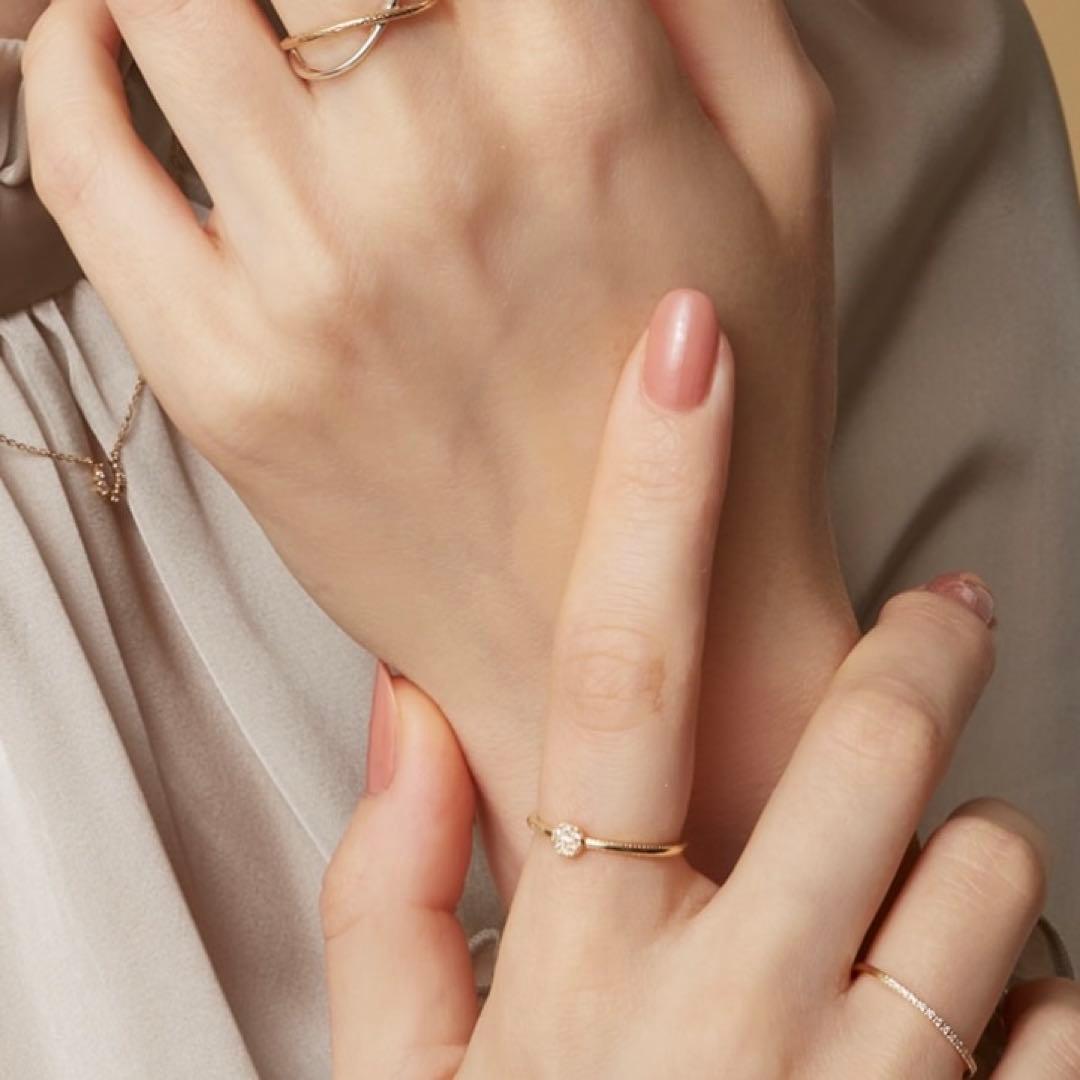 agete 7号 ダイヤモンドリングK10 ゴールド