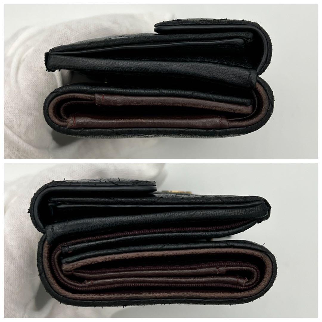 【鑑定済み】シャネル マトラッセ ラムスキン 三つ折り財布 ブラック 黒