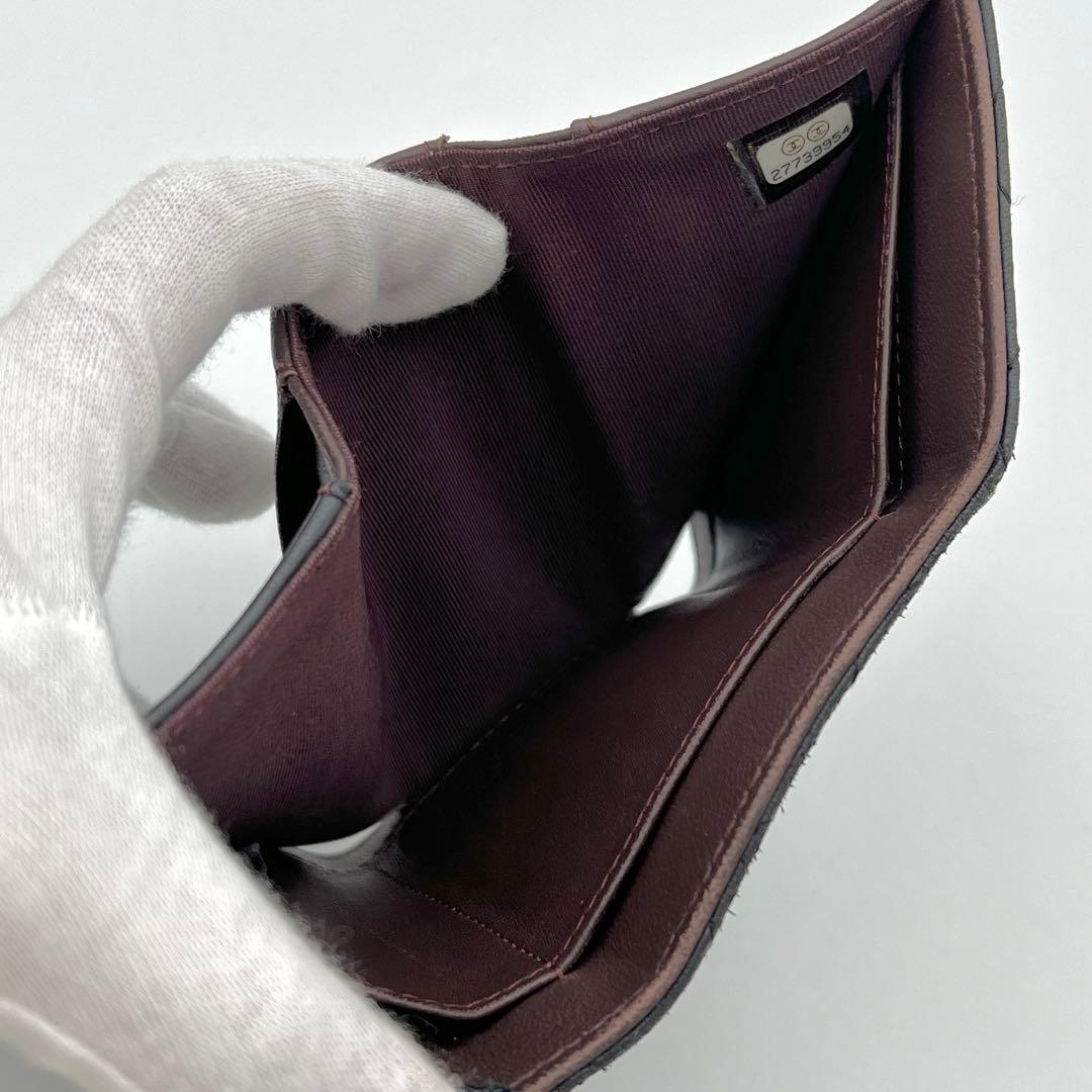 【鑑定済み】シャネル マトラッセ ラムスキン 三つ折り財布 ブラック 黒