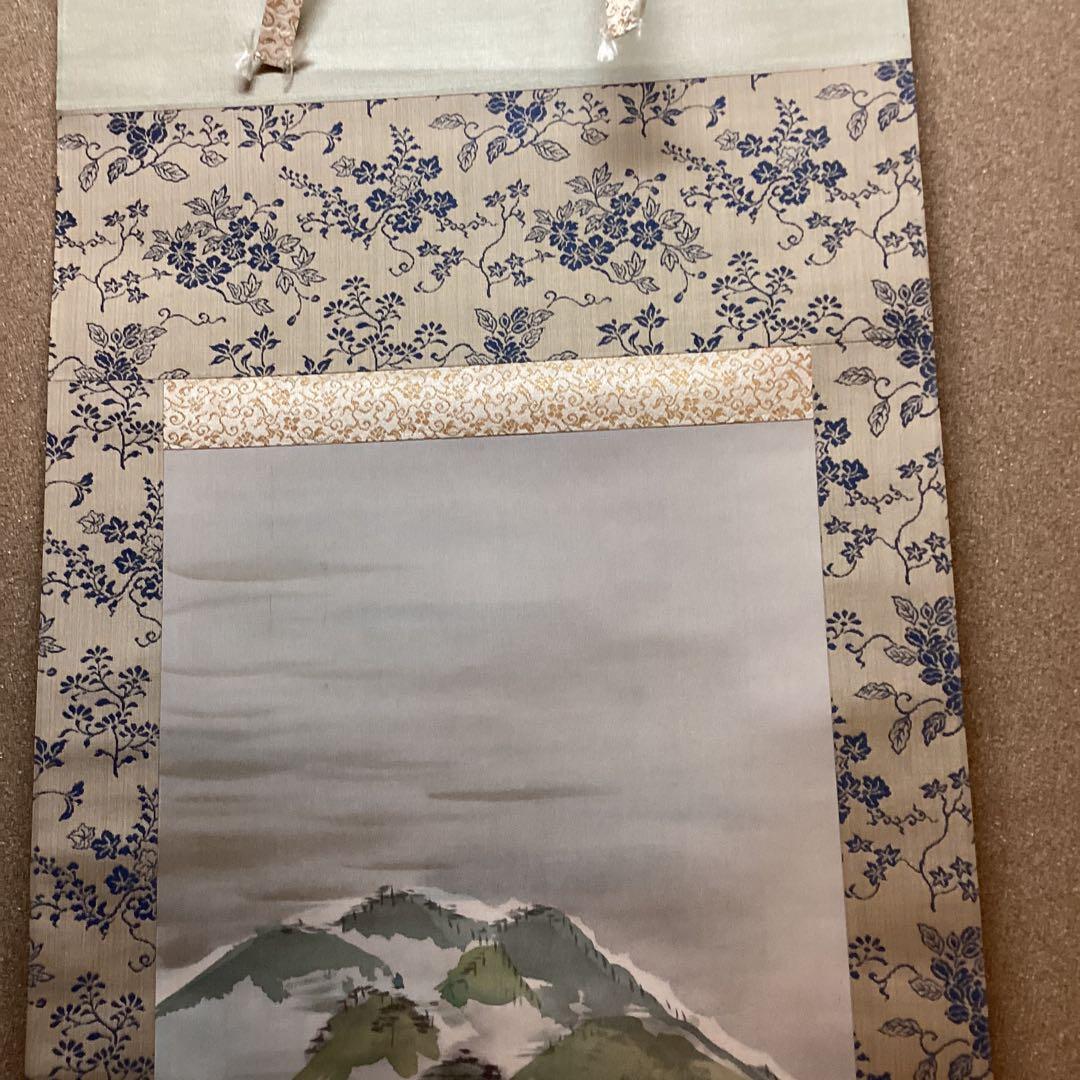 富田渓仙筆　絹本彩色画【嵐　山　風景画】東京美術倶楽部極め箱　模写　NO66