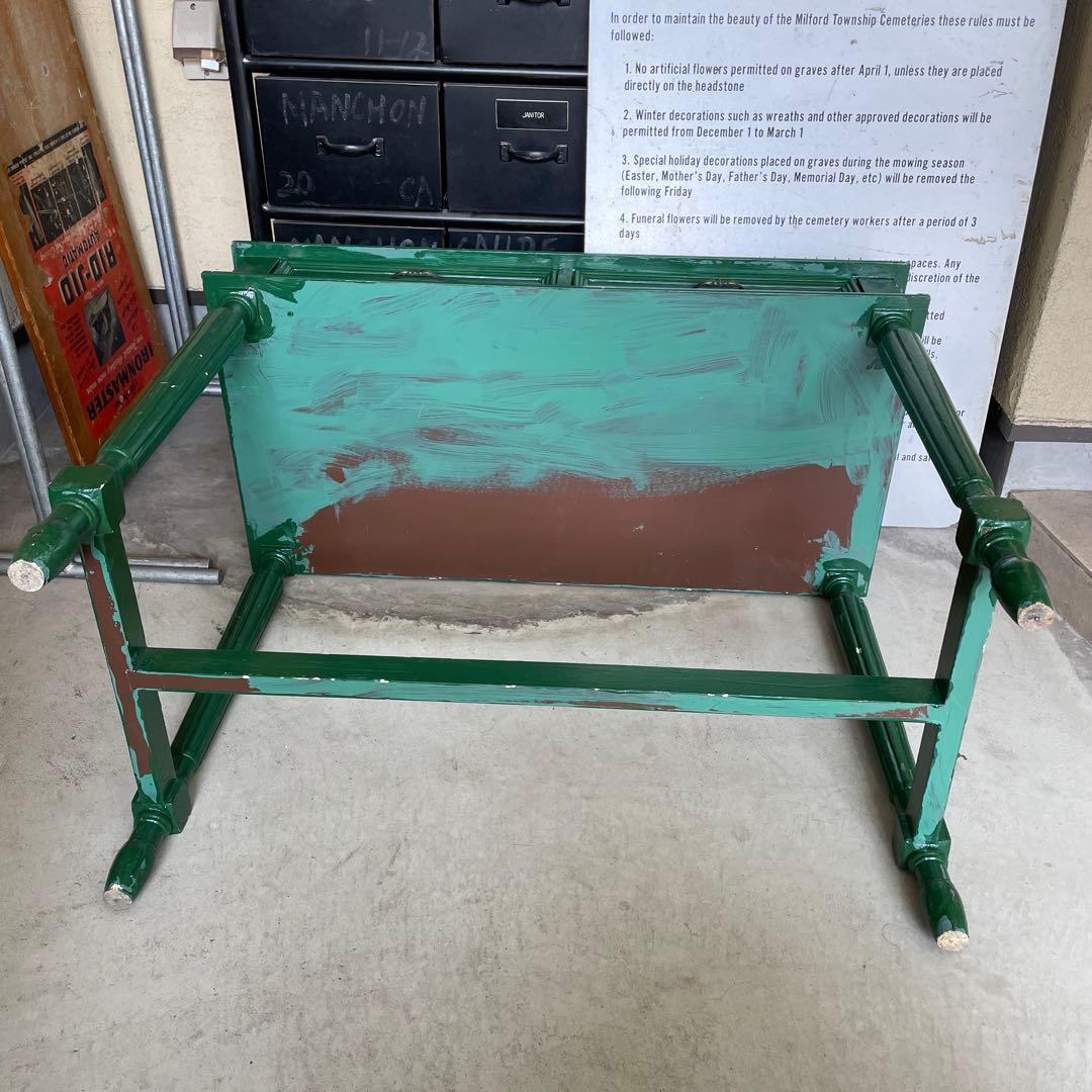 【訳あり】ヴィンテージ デスク 机 レトロ 蚤の市 アンティーク 店舗什器 緑