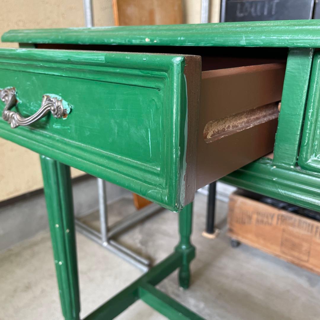 【訳あり】ヴィンテージ デスク 机 レトロ 蚤の市 アンティーク 店舗什器 緑