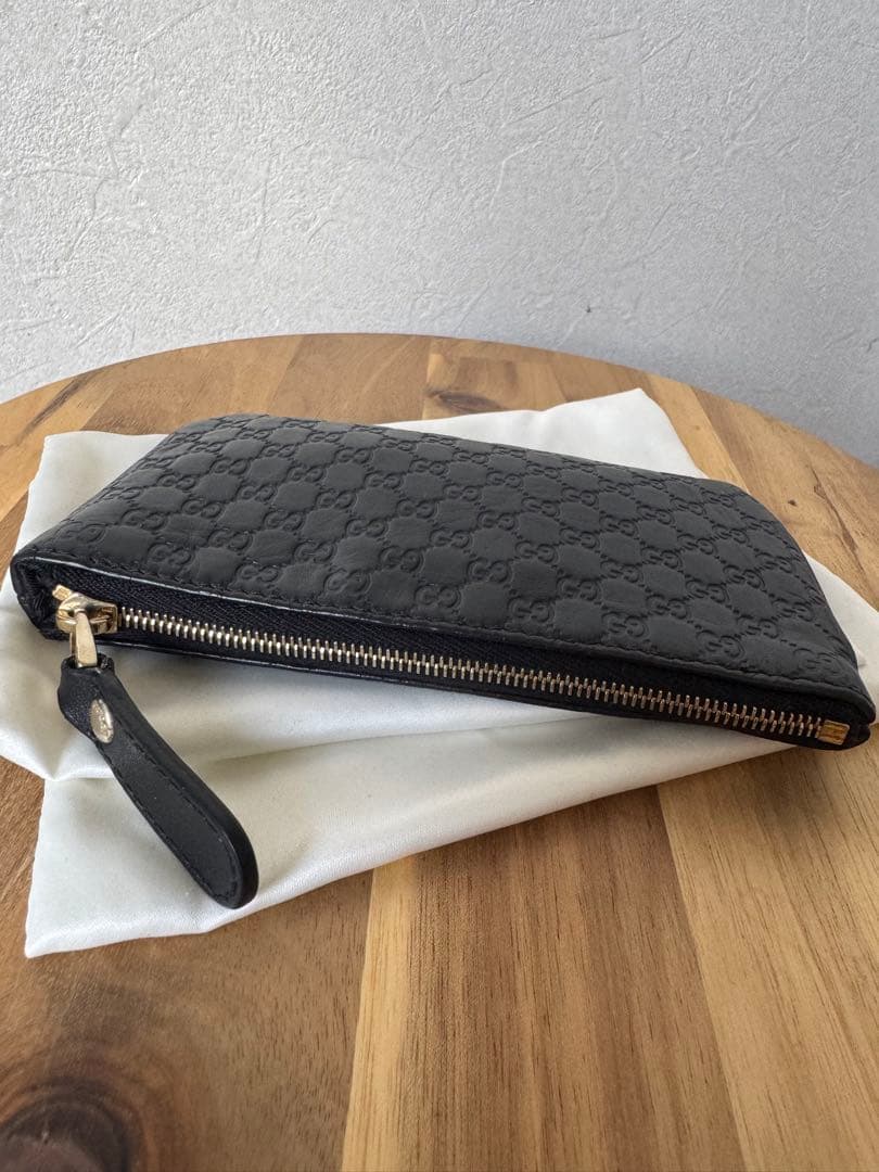 美品　GUCCI マイクログッチ シマ キーリング付き ケース レザー