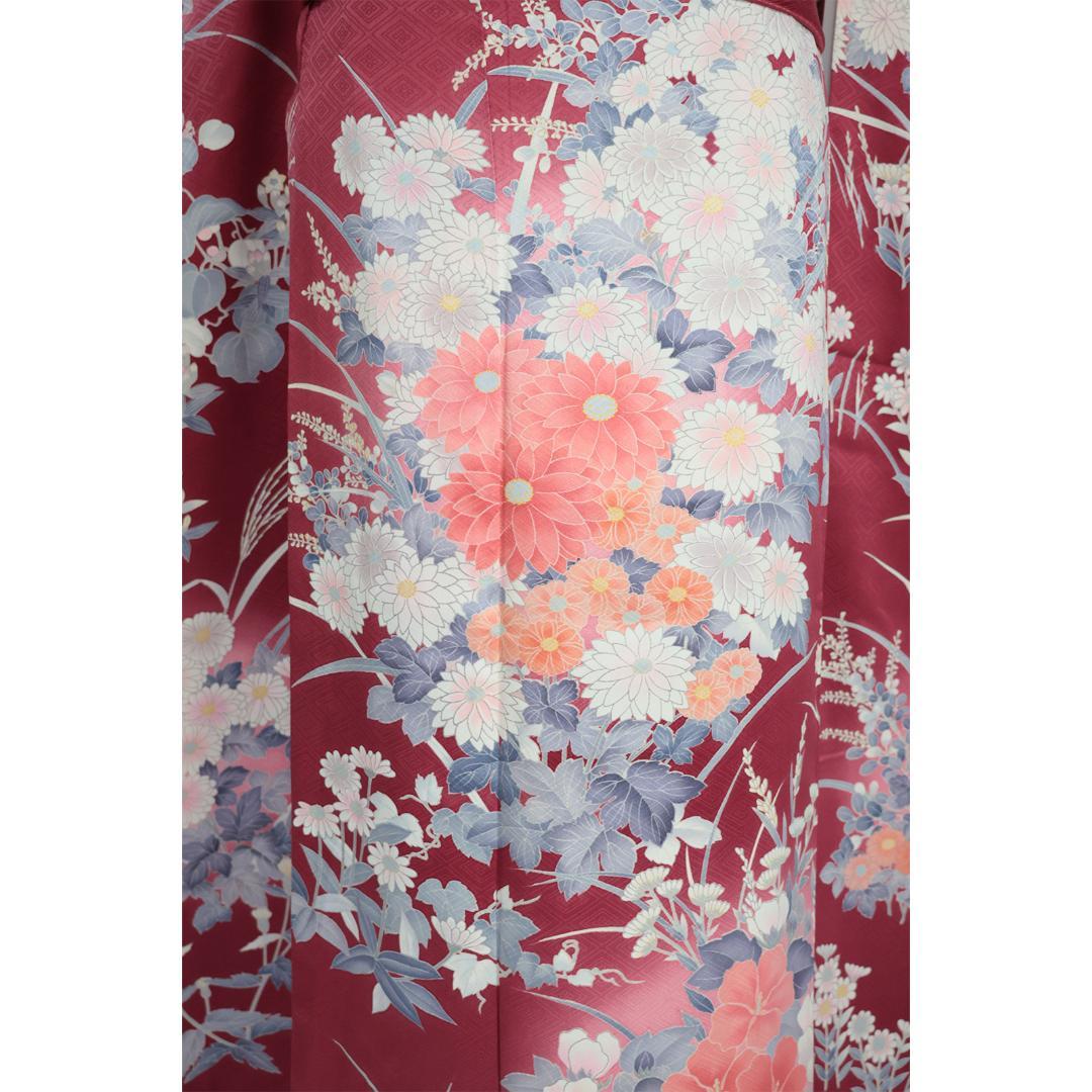 【絶妙色彩】ヴィンテージ◆ 振袖7点セット ◆フルセット帯小物付正絹Em35