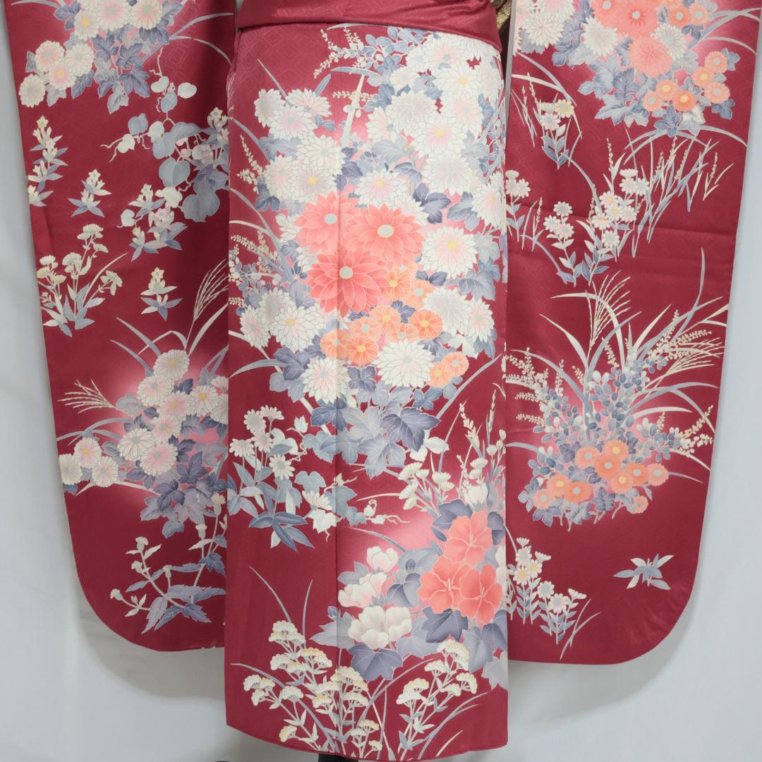 【絶妙色彩】ヴィンテージ◆ 振袖7点セット ◆フルセット帯小物付正絹Em35