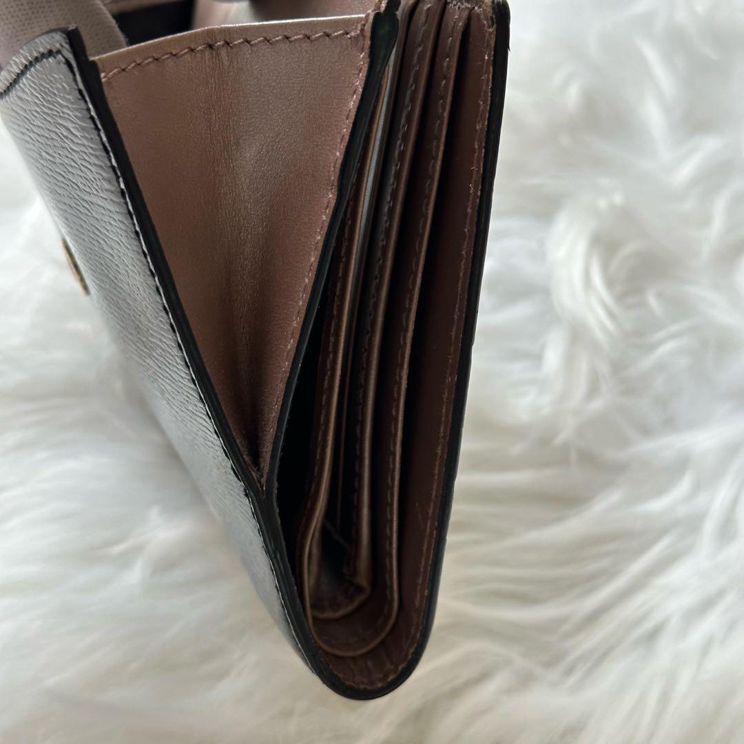 美品✨GUCCI 二つ折り財布　ダブルホック ブラック レザー ハート