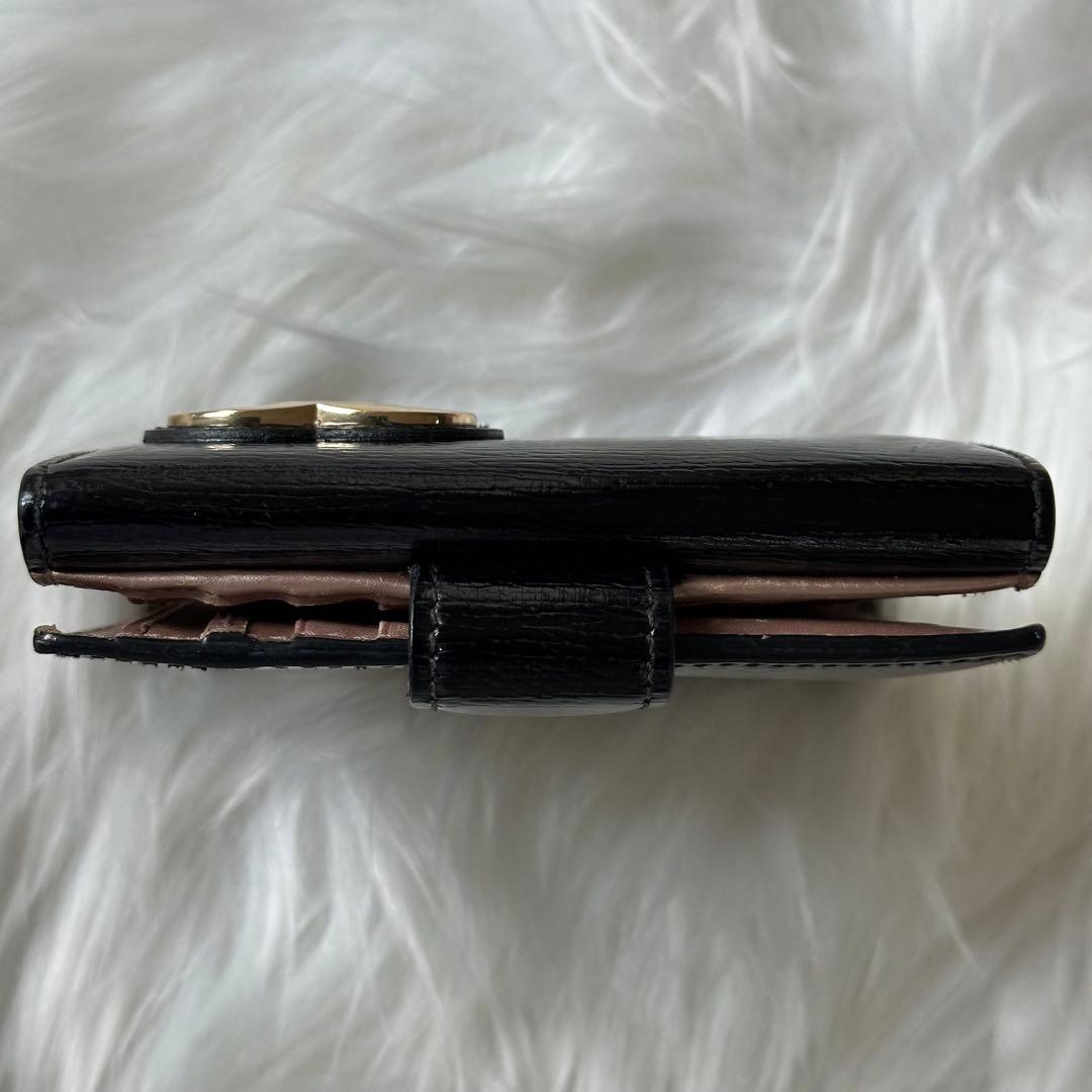 美品✨GUCCI 二つ折り財布　ダブルホック ブラック レザー ハート