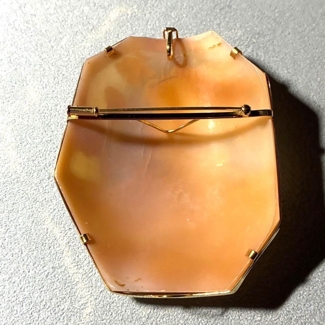 K18 シェルカメオ ペンダントブローチ