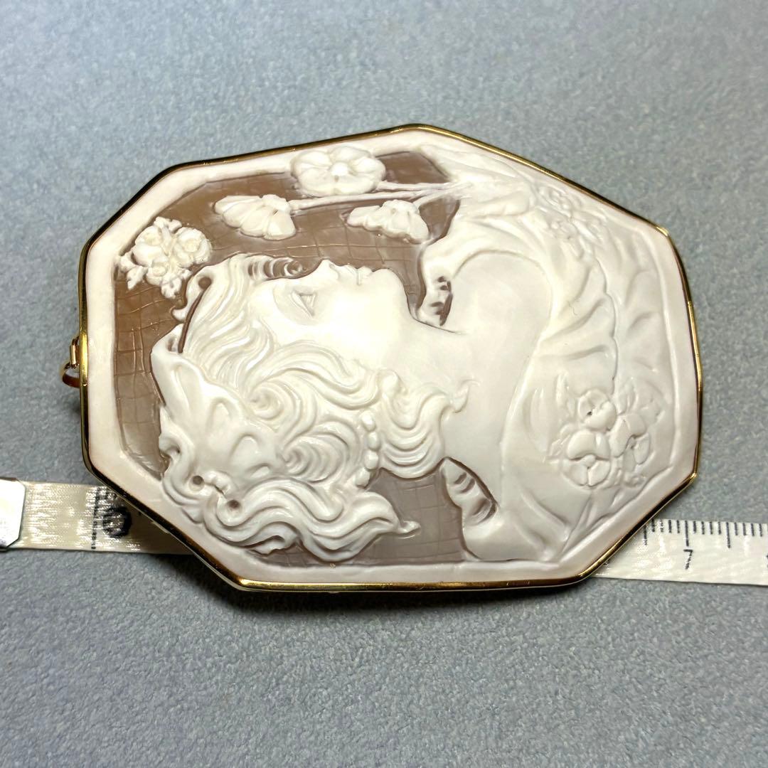 K18 シェルカメオ ペンダントブローチ