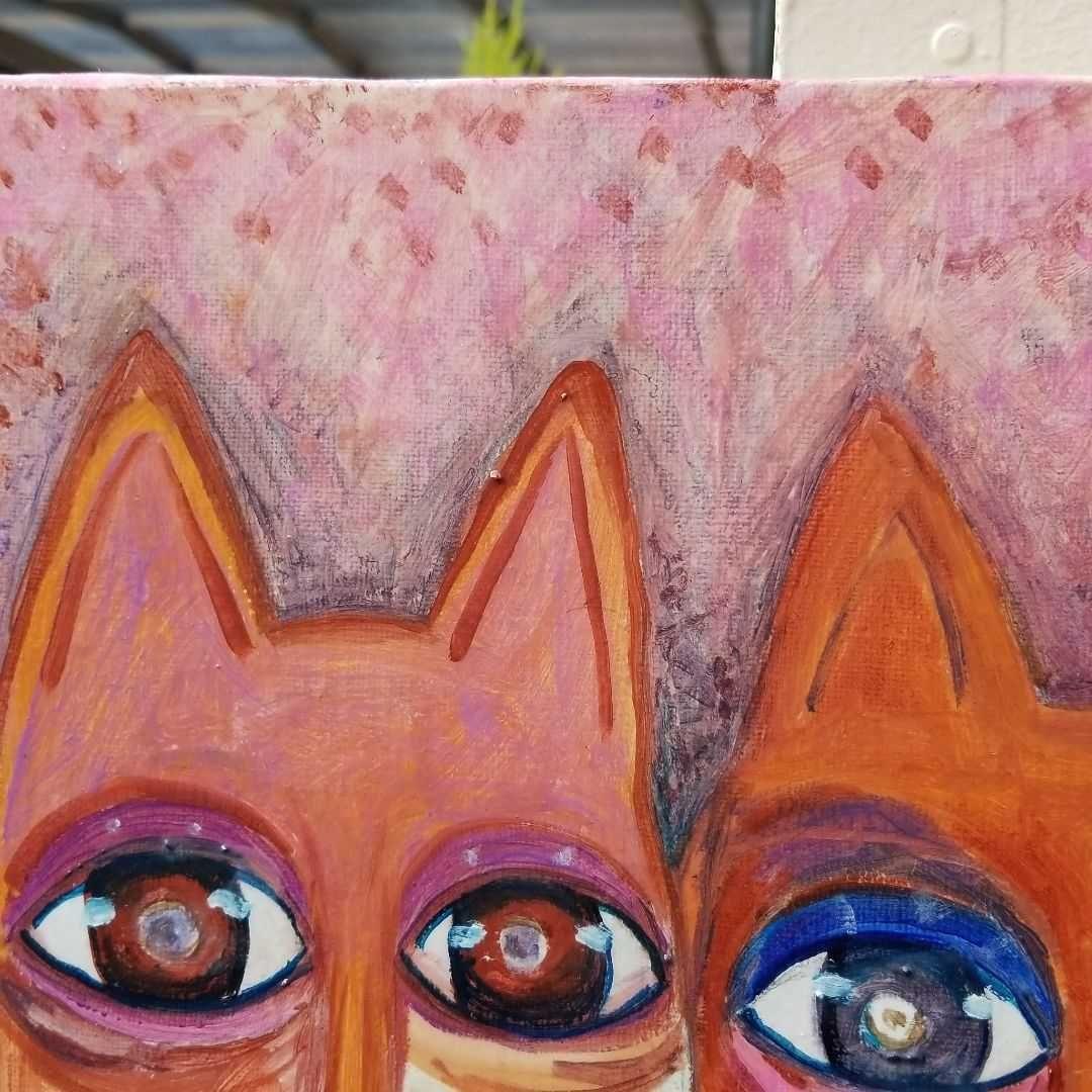 油絵　専用　おもなが猫三きょうだい