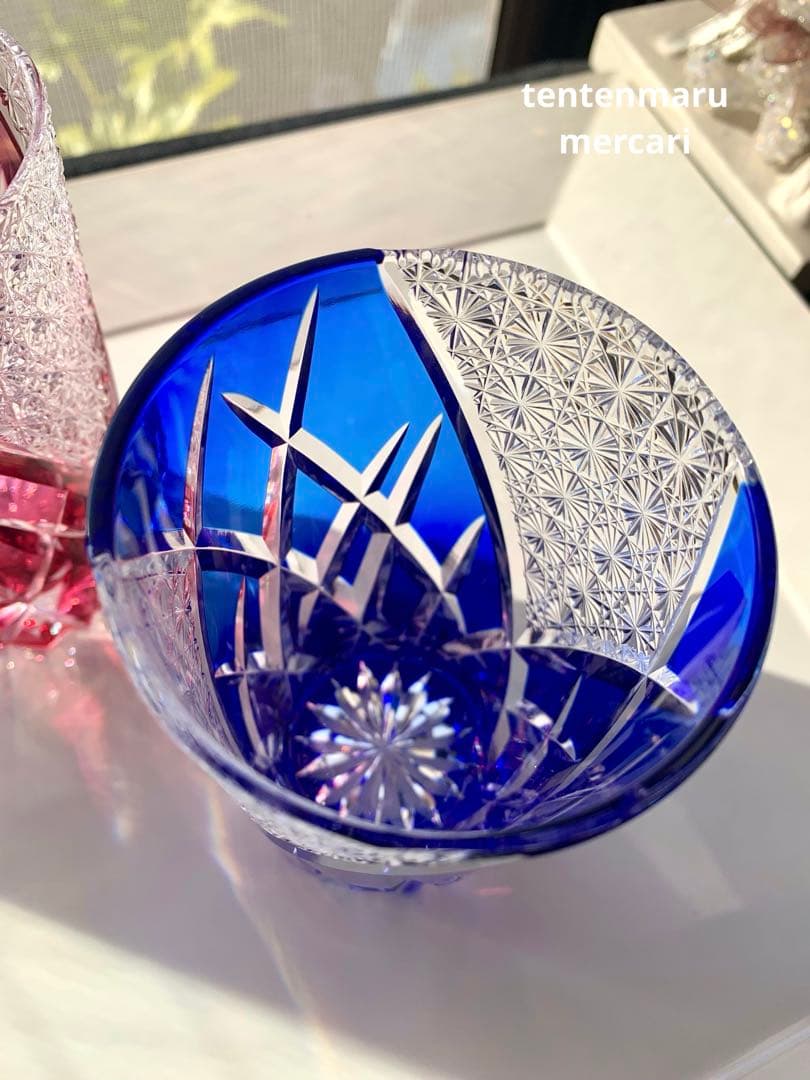 L*o様 江戸切子 ☆ 伝統工芸士 石塚春樹 ☆ 菊繋ぎ文様 ペアタンブラー