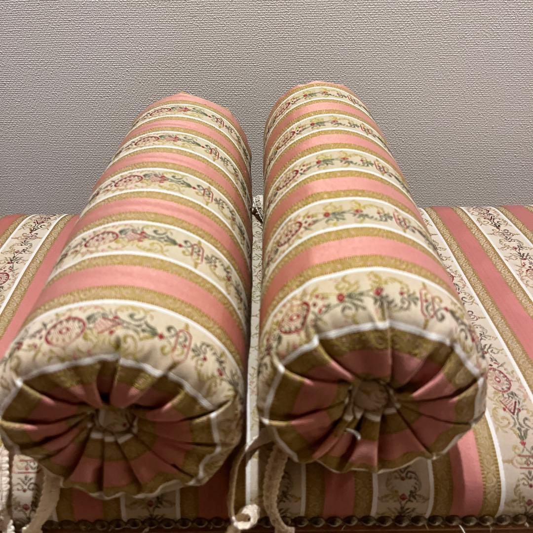 イタリア製 2シートベンチソファー(ピンクストライプ)