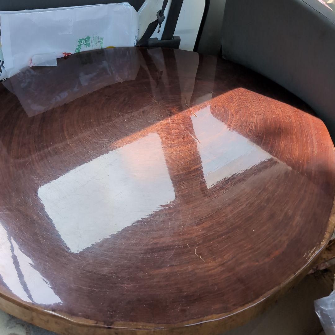 木製 円形座卓 光沢仕上げ