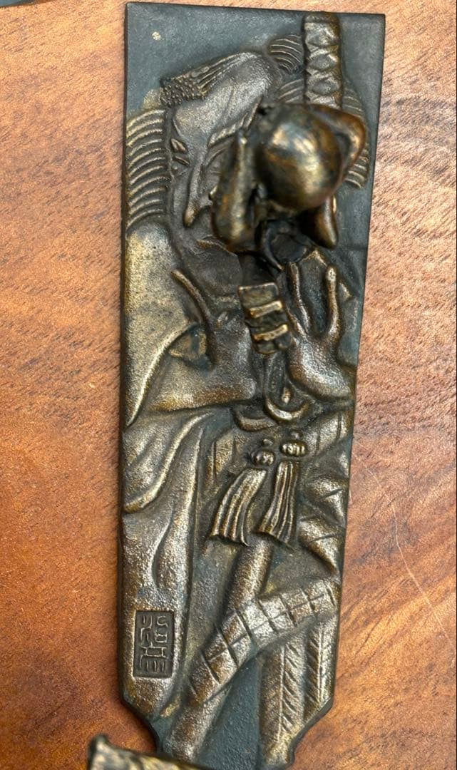 文鎮 ペーパーウエイト 高岡銅器 なきべそ　獅子舞　下尾治彦 作