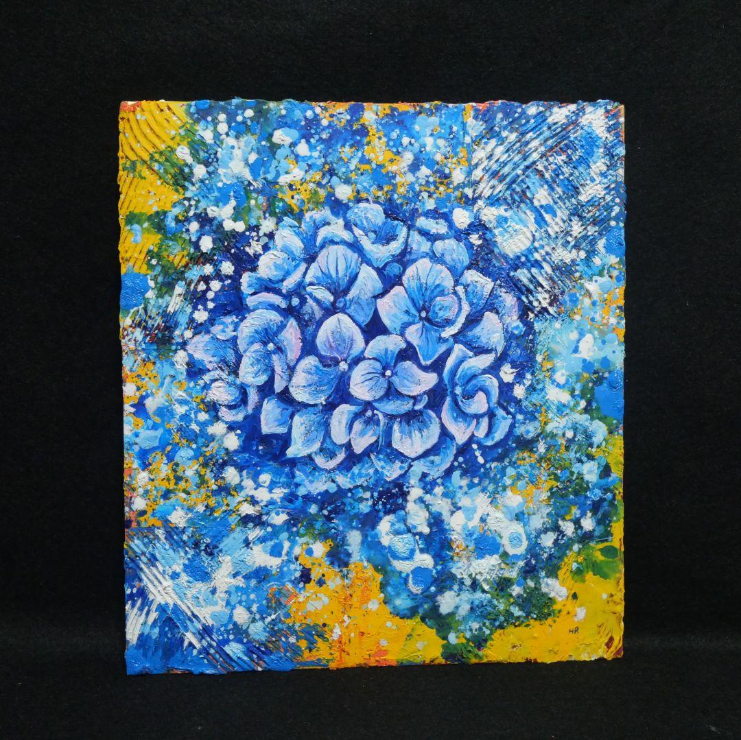 油絵 油彩 油彩画 絵 絵画【雨と紫陽花】
