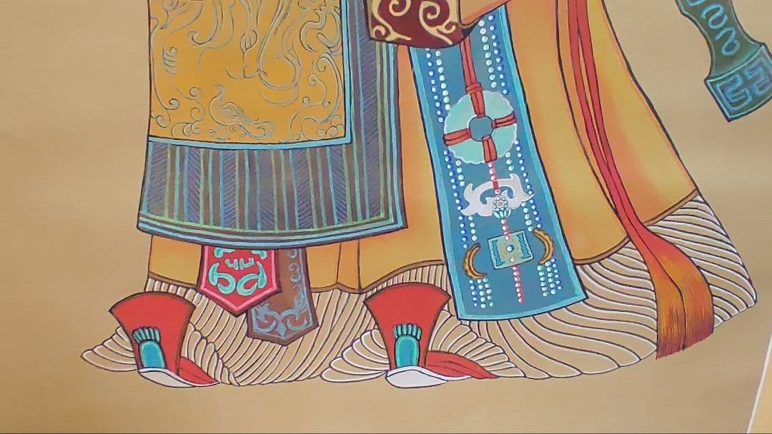 人気の中国画@ 孫文秀・劉松岩 1983年 賛に秦始皇帝の肖像画 肉筆掛軸