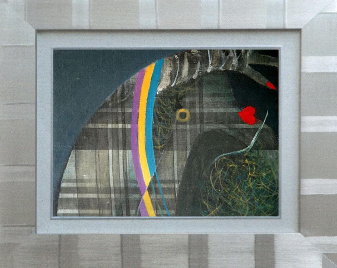 メルカリ 絵画　絵　 額付き ( 銀) 油絵　F4-052413 　愛しい女たち