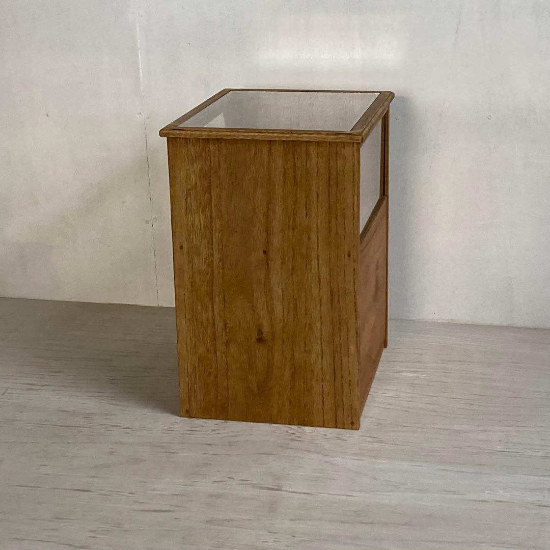 古い木製ガラスケース 引き出し付き 卓上 ショーケース 小物入れ 糸ケース