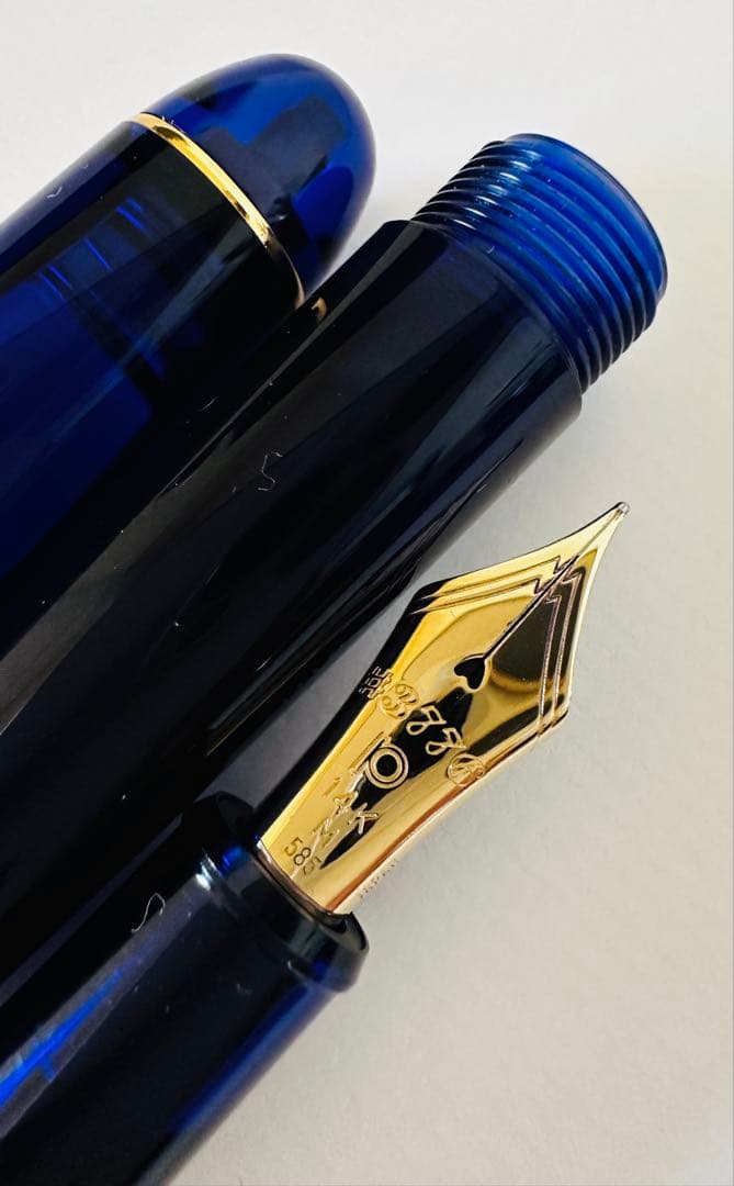 プラチナ万年筆 14K M 3776 シャルトルブルーとパイロットインク