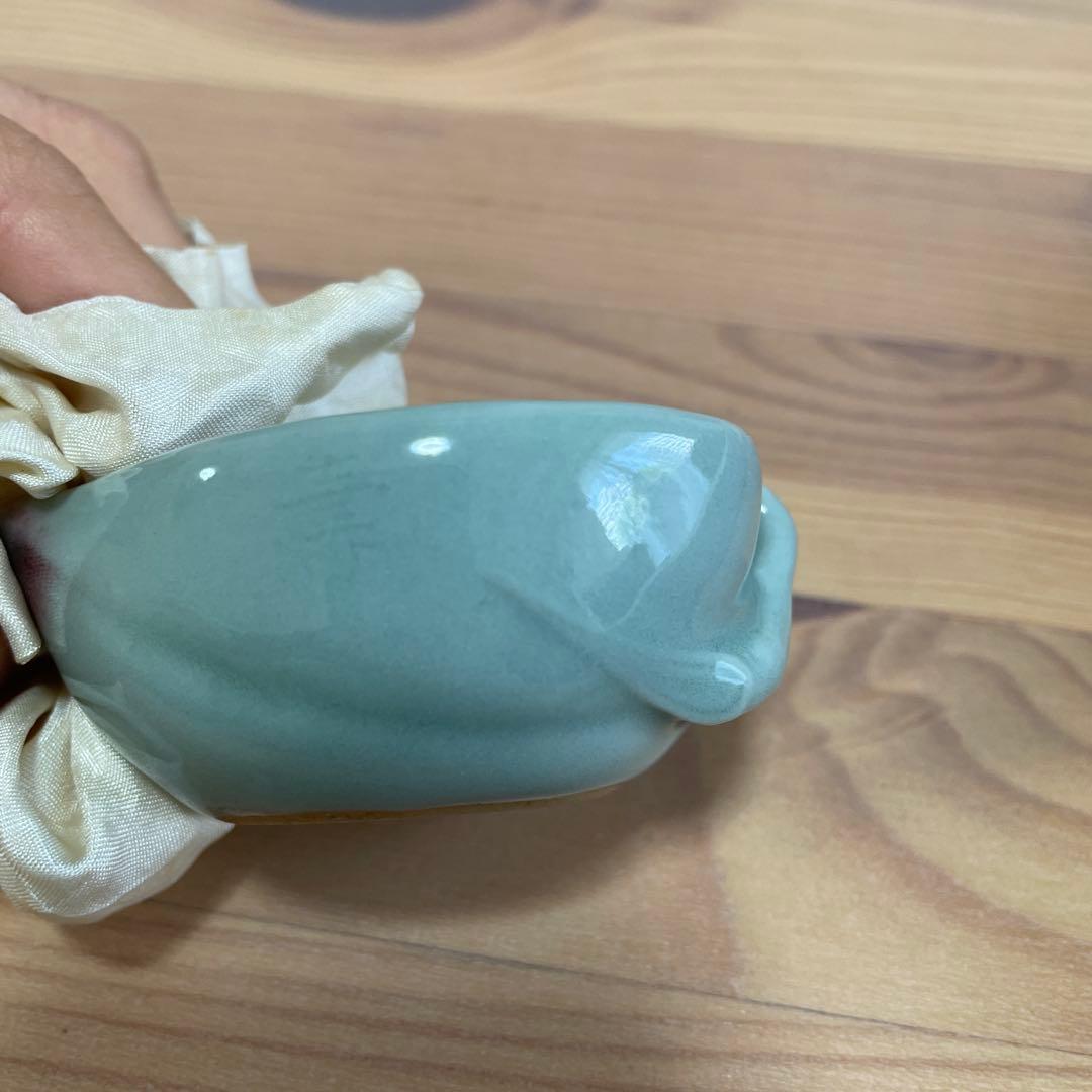 桃形盃　青瓷　ぐい呑み　お猪口　箱付き