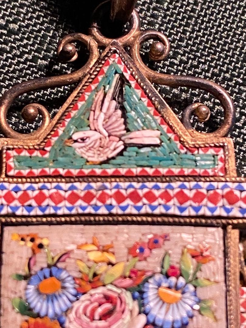 イタリア製、ヴィンテージ、マイクロモザイクペンダント