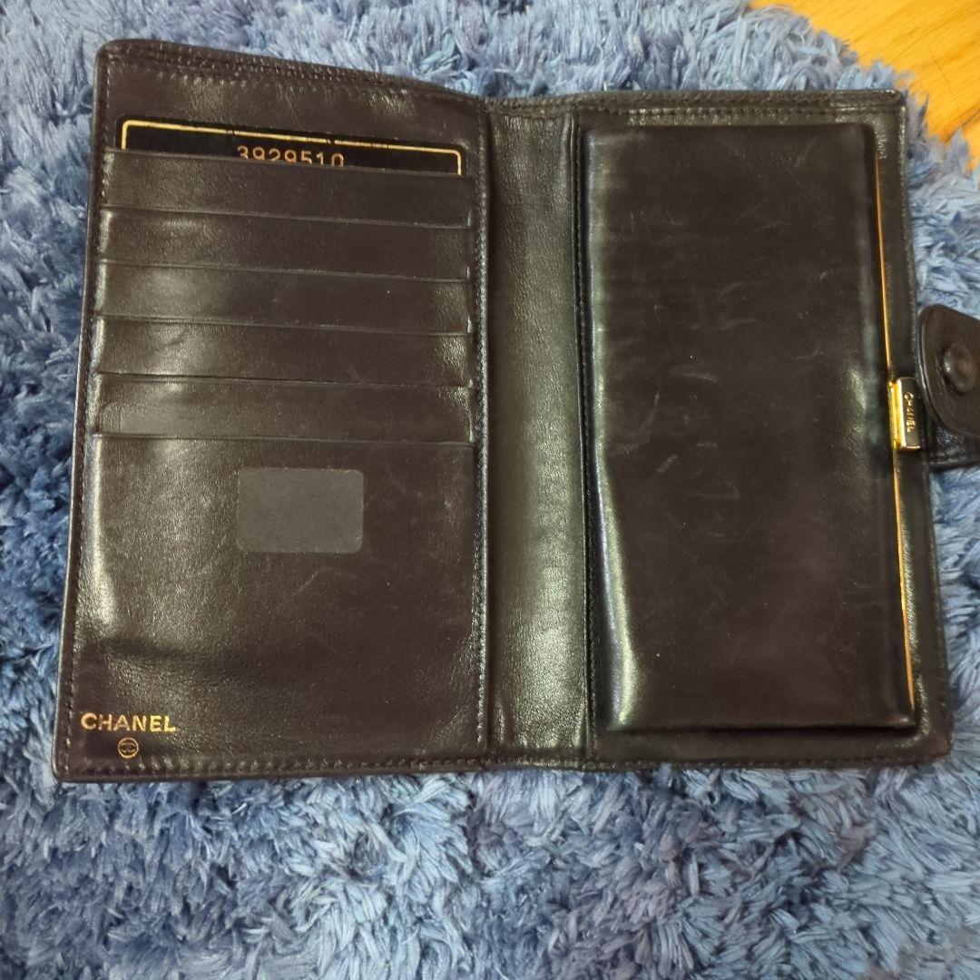 年末セール中❤正規品CHANEL 二つ折り財布 ダークグレー レザー