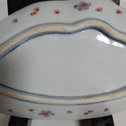 古伊万里 色絵金彩 獅子図 変形皿