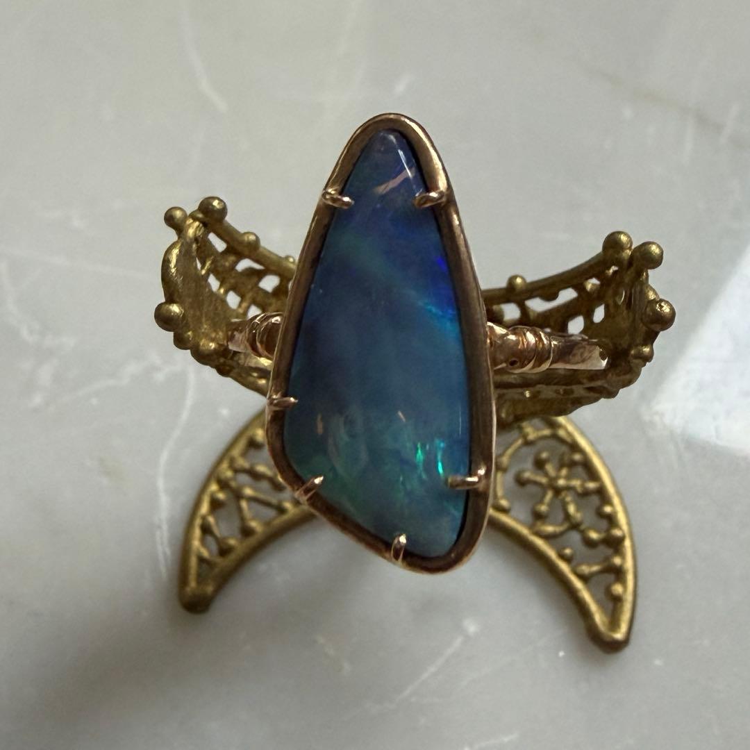 最終価格　tatsuo nagahata ボルダーオパール　リング　K10