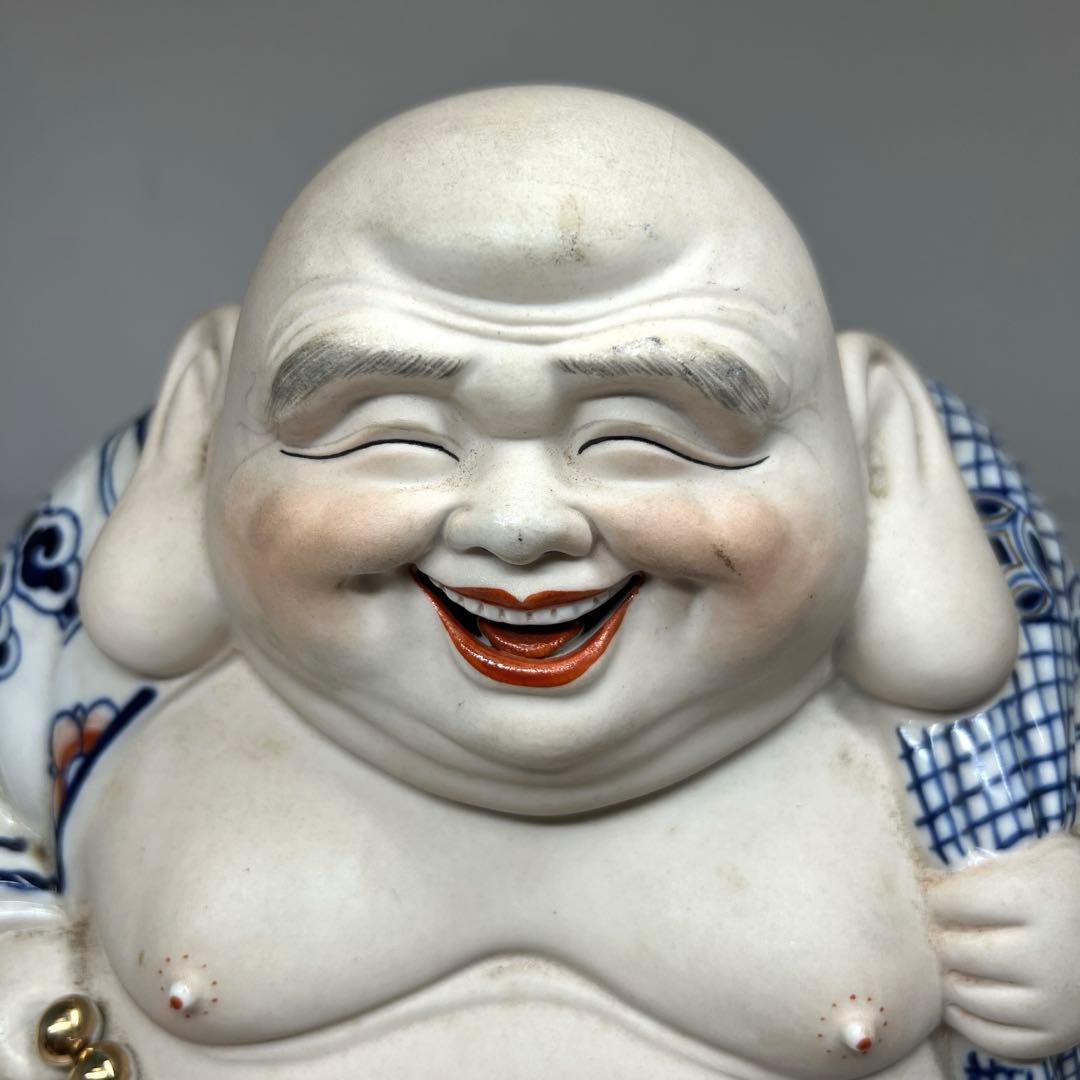 中国美術　景徳鎮布袋置物　高さ約24㎝ 東Y7-0520⑤