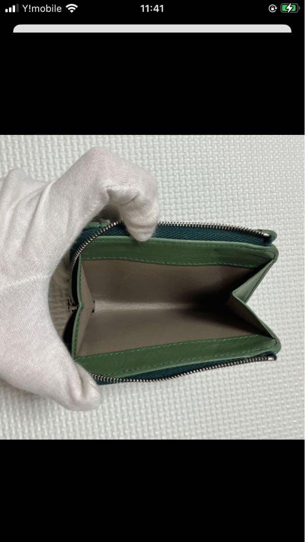 未使用　HIROFU ヒロフ　レザー二つ折り財布　プラティカ　グリーン　ミニ財布