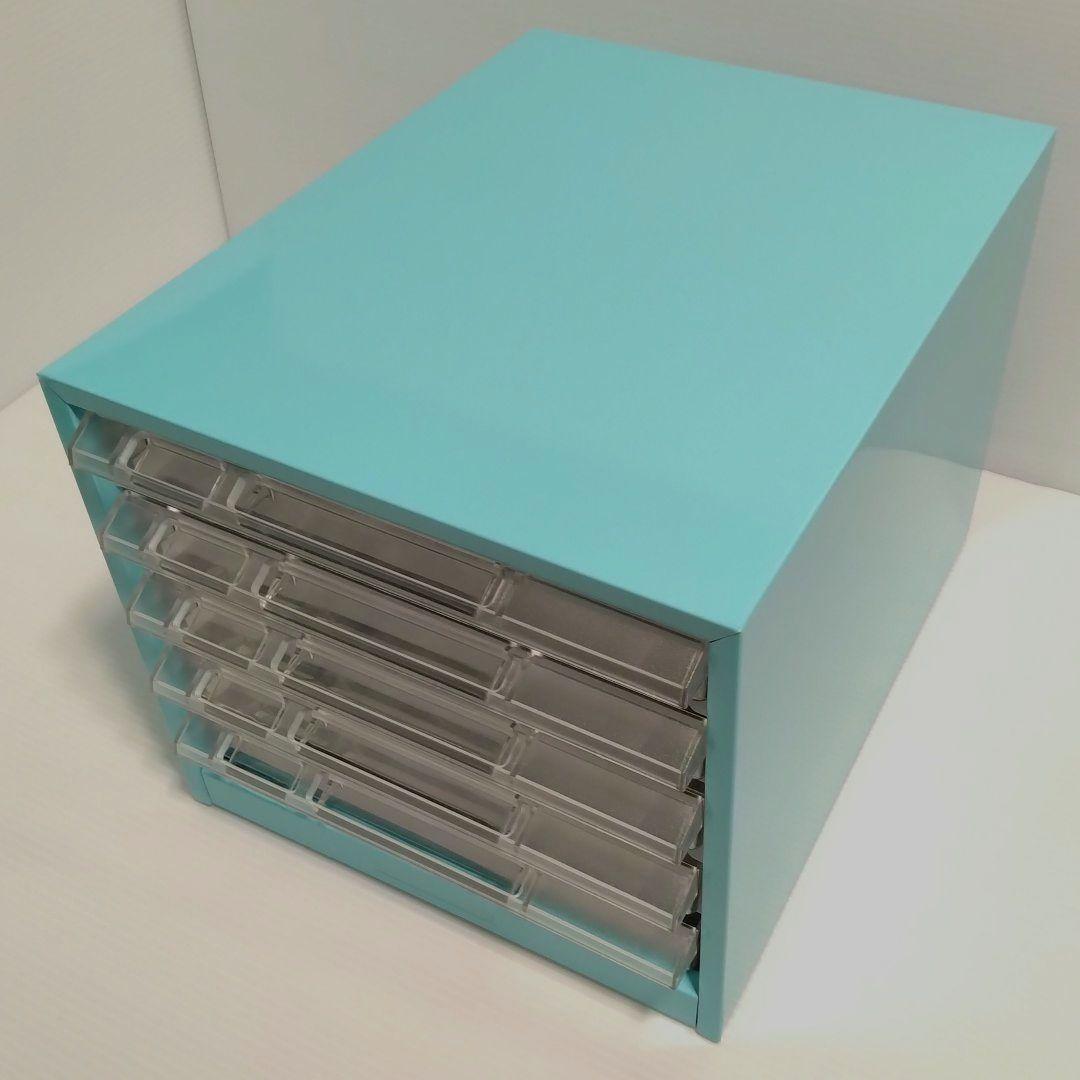 ナカバヤシ スチール レターラック 書類ケース 卓上 水色 昭和レトロ