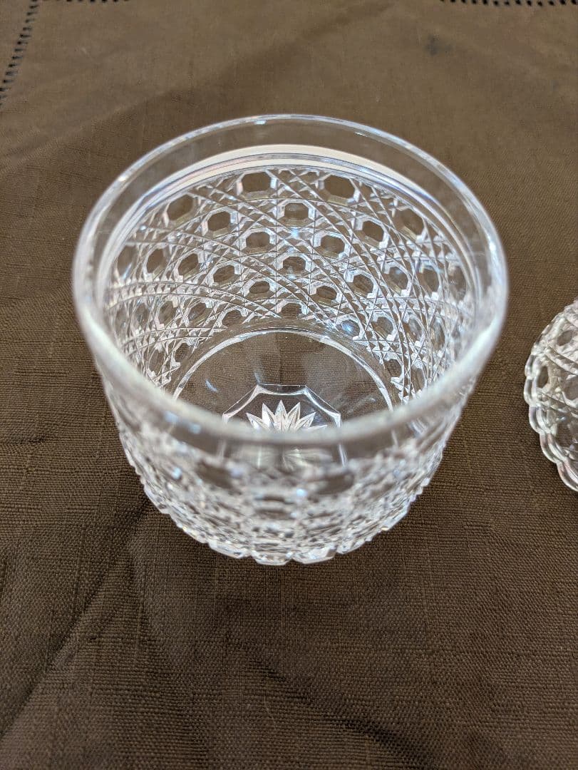 江戸切子　八角籠目　最高級　蓋付きグラス