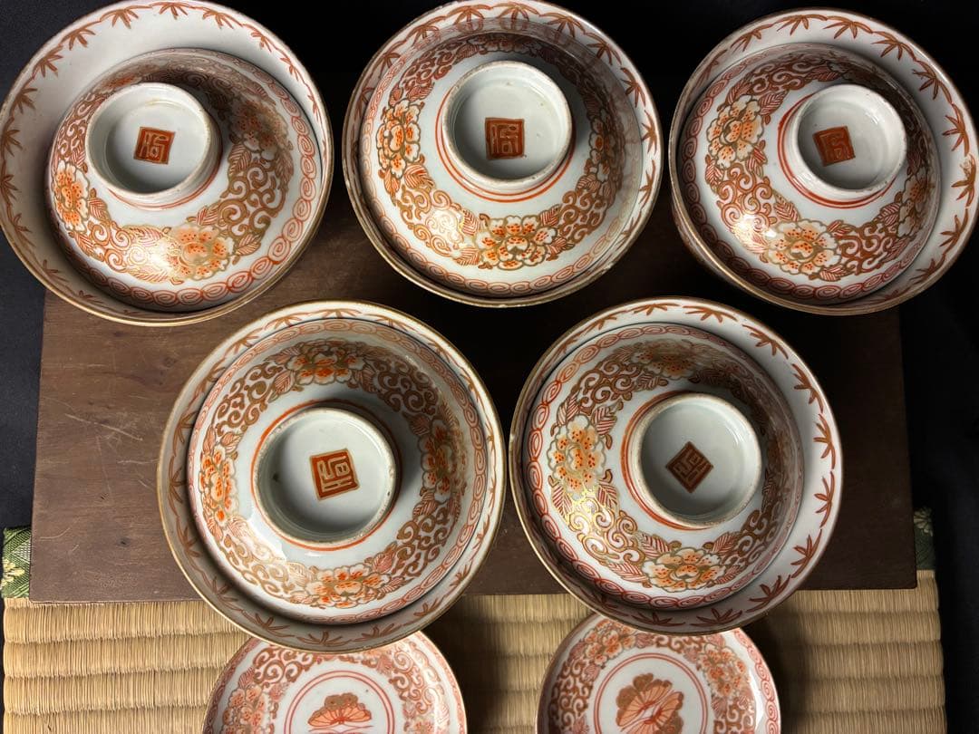 伊万里焼 蓋付飯茶碗×5小皿 ×5セット湯-①