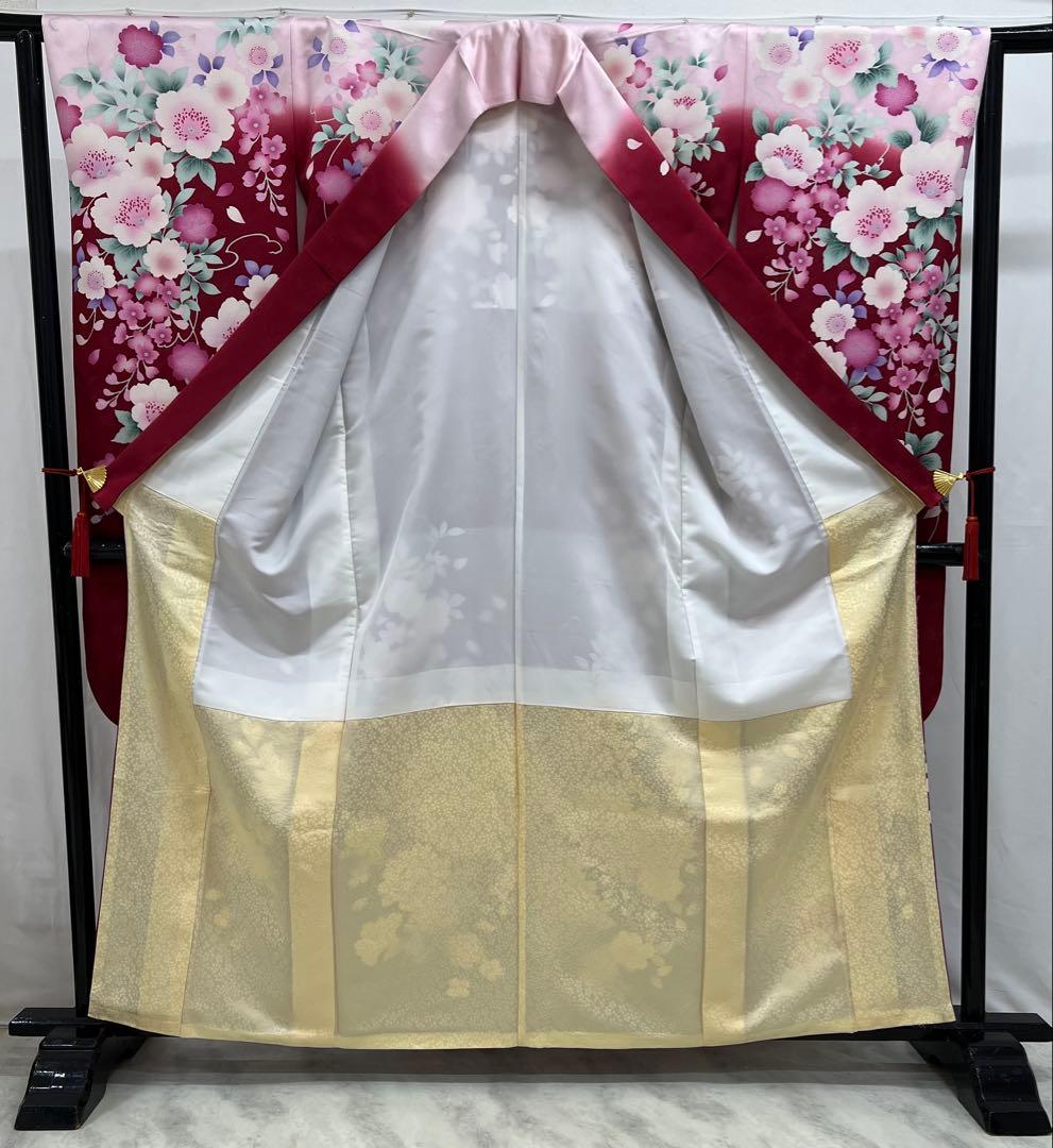 振り袖　フルセット　長襦袢付　赤　成人式　刺繍入り　銀通し　670