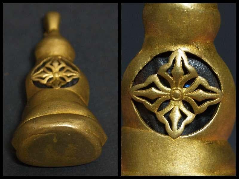 オールドチベット仏教 銅地包天鉄金工細工『釈迦牟尼仏 アミュレット』根付お守り