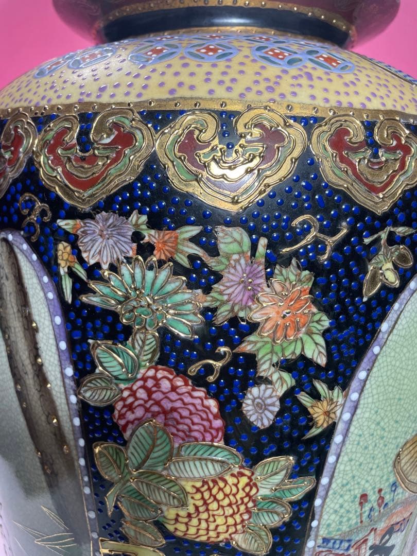 骨董品　大型　花瓶　金装飾　レトロ　壺